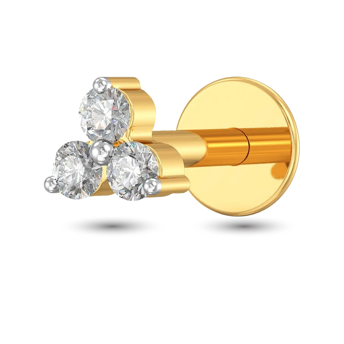 Diamond cut Nose Pin 3 Stone image 0