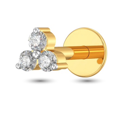 Diamond cut Nose Pin 3 Stone image 0