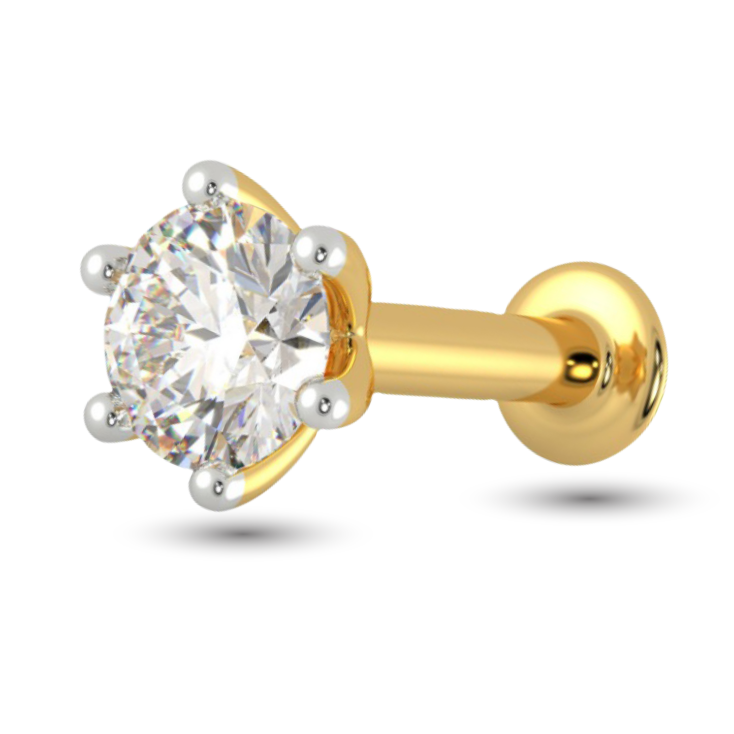 Diamond cut Nose Pin 1 Stone -0.10CT image 0