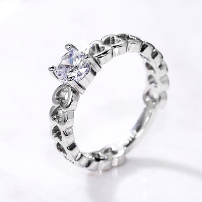 Hollow Out Heart Ring Simulated Diamond Ring image 0