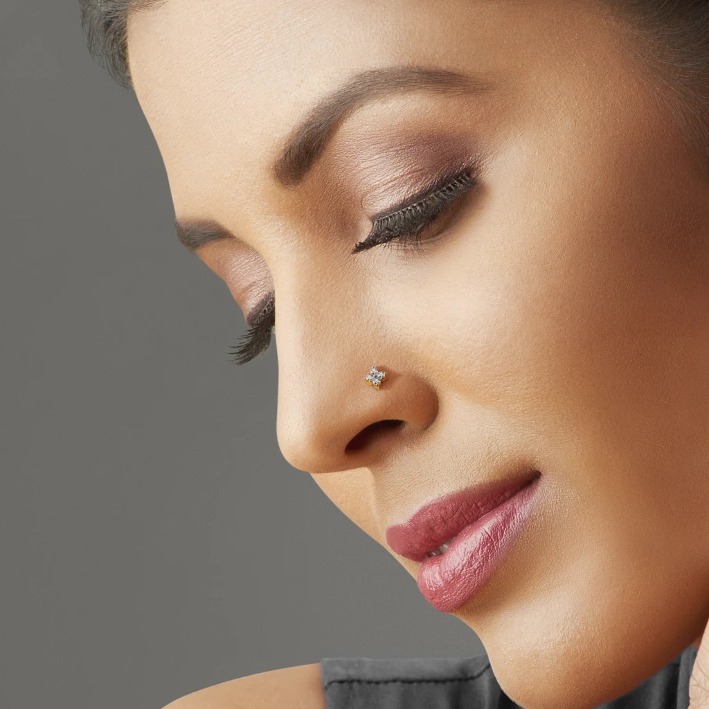 4 STONE DIAMOND CUT NOSE PIN image 1