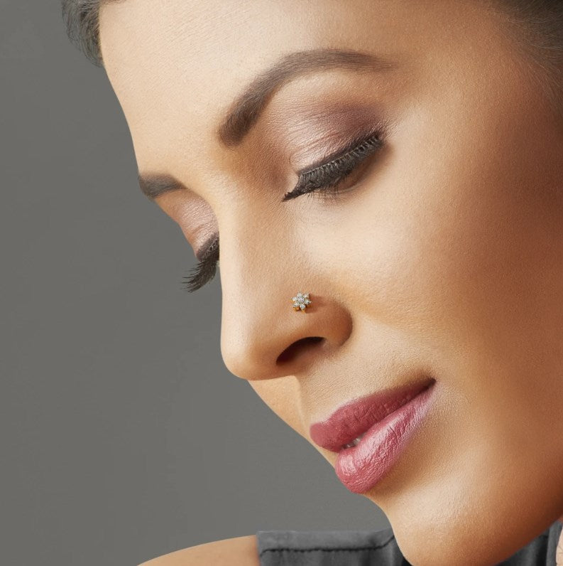 Diamond cut Nose Pin 7 Stone-0.10ct image 1