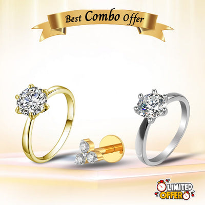 3 stone nose pin with two finger rings image 0