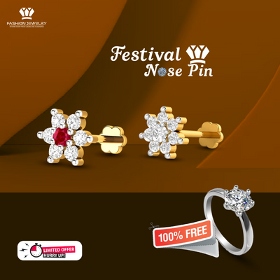 Color 7+7 Stone Nosepin With Finger Ring Free