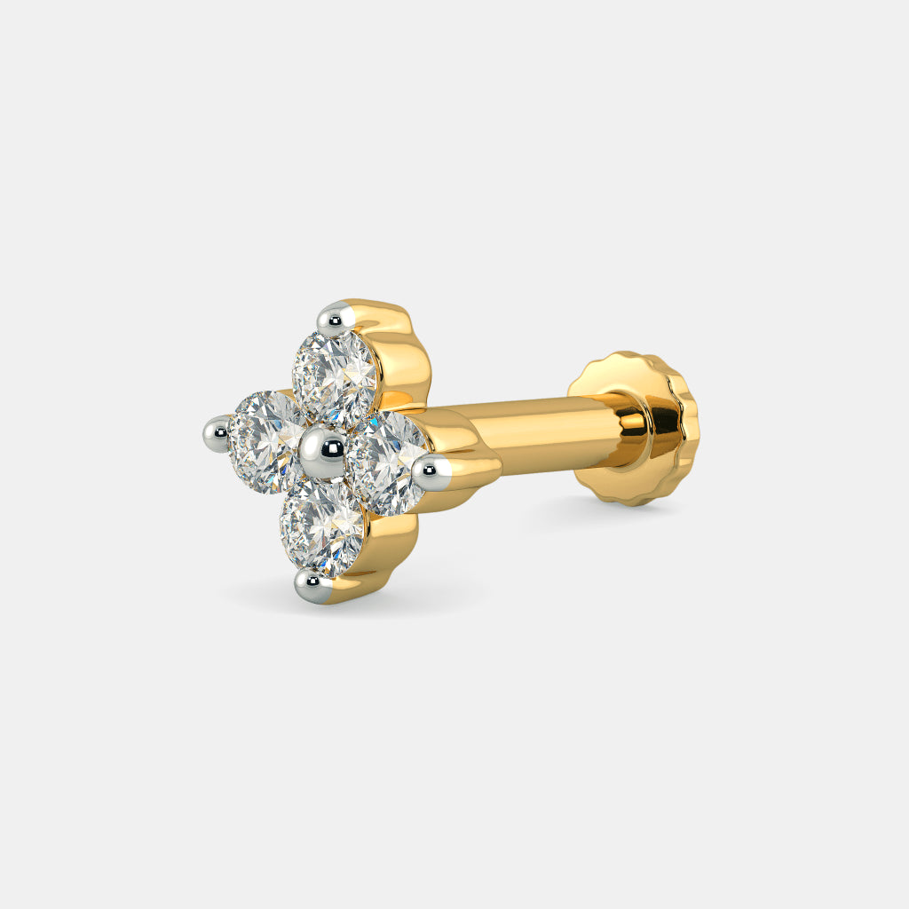 4 STONE DIAMOND CUT NOSE PIN image 2