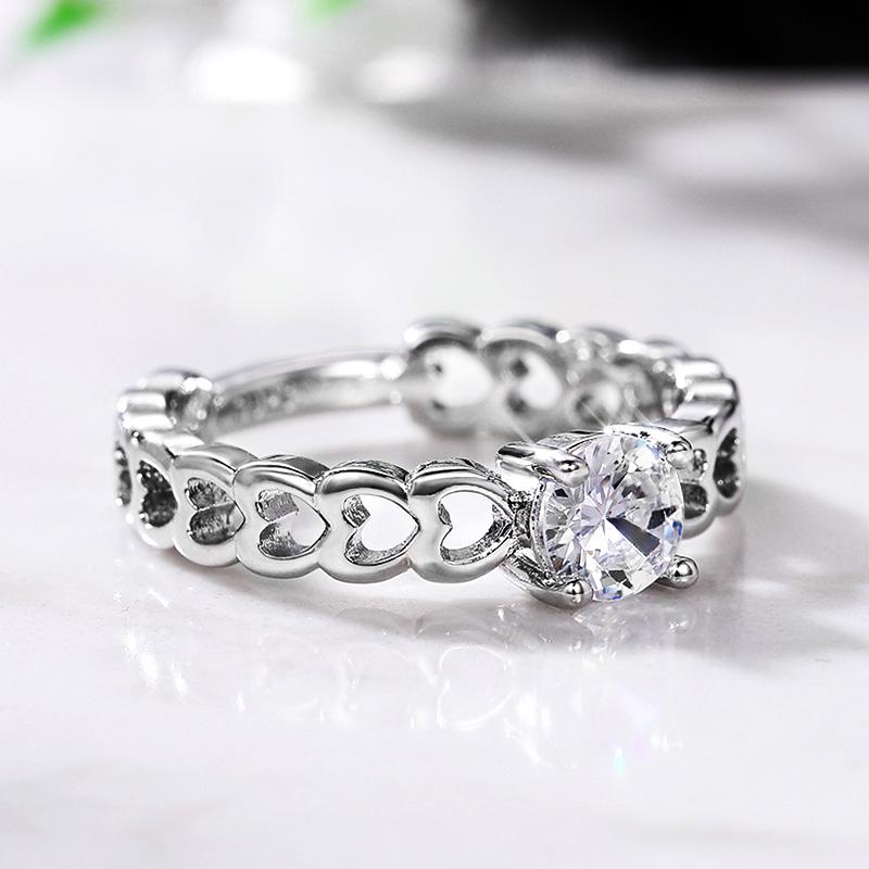 Hollow Out Heart Ring Simulated Diamond Ring image 4