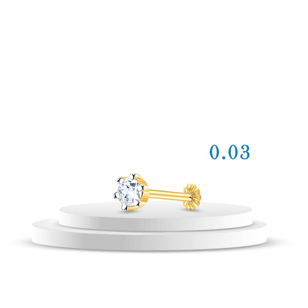 Diamond cut Nose Pin1 Stone-0.03 image 1