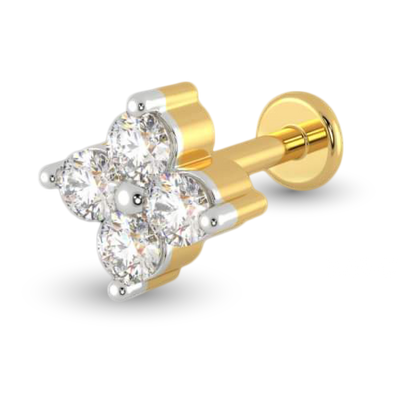 4 STONE DIAMOND CUT  NOSE PIN image 0
