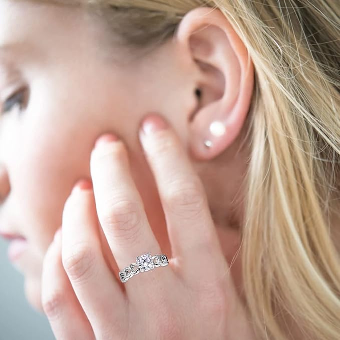 Hollow Out Heart Ring Simulated Diamond Ring image 1