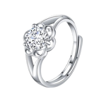 Silver Simple Flower Rhinestone-Embedded Open Ring image 0