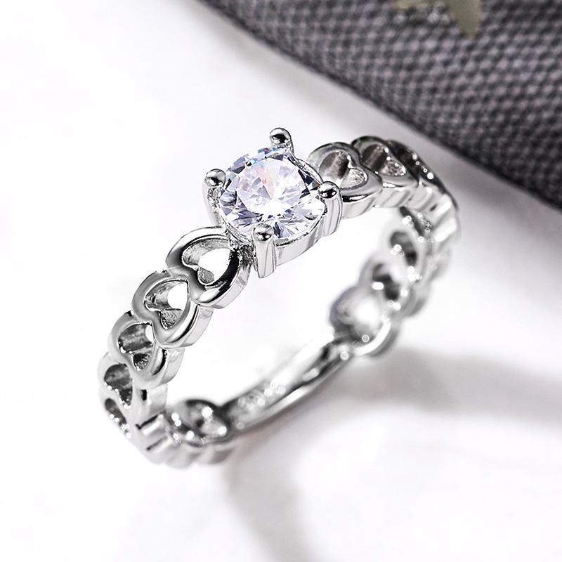 Hollow Out Heart Ring Simulated Diamond Ring image 3