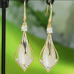 Diamond Geometry Crystal Opal Tear Drop Dangling Earrings Jewelry for Women image 1