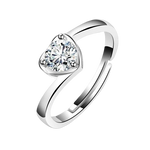 Silver Plated Angel Kiss Heart-shaped Crystal Adjustable Ring image 0