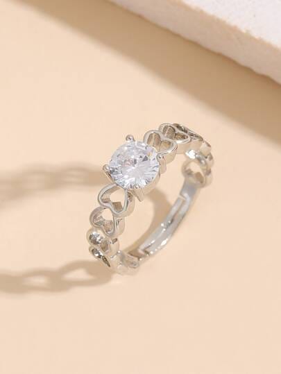 Hollow Out Heart Ring Simulated Diamond Ring image 5