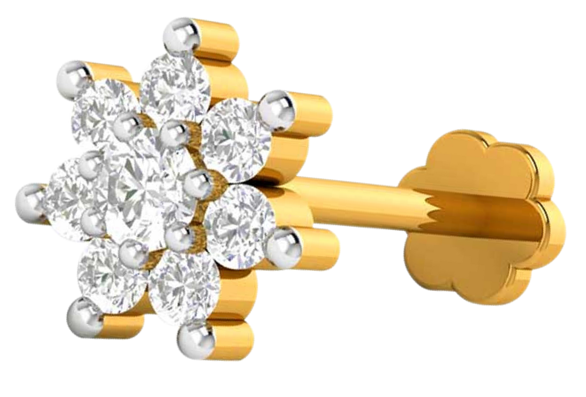 Diamond cut Nose Pin 7 Stone-0.10ct