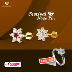 Color 7+7 Stone Nosepin With Finger Ring Free