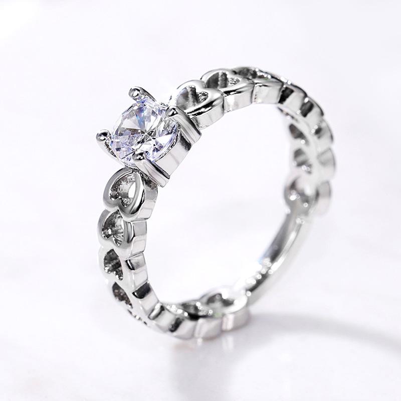 Hollow Out Heart Ring Simulated Diamond Ring image 2